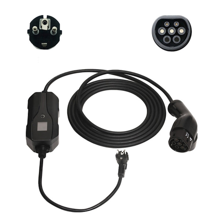 SINOX EV Charging Cable, Schuko AC - Type 2  6A 1 Phase , 5m - Black