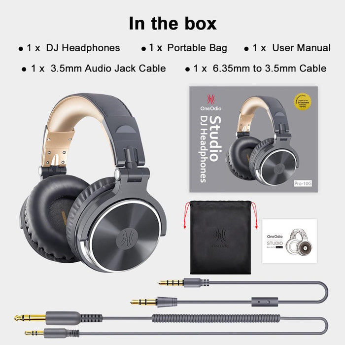 OneOdio Wired Pro 10 Grey Gold Headphones