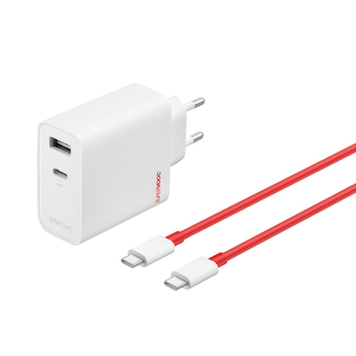 OnePlus SUPERVOOC 80W Dual Ports USB-A + USB-C Power Adapter – White