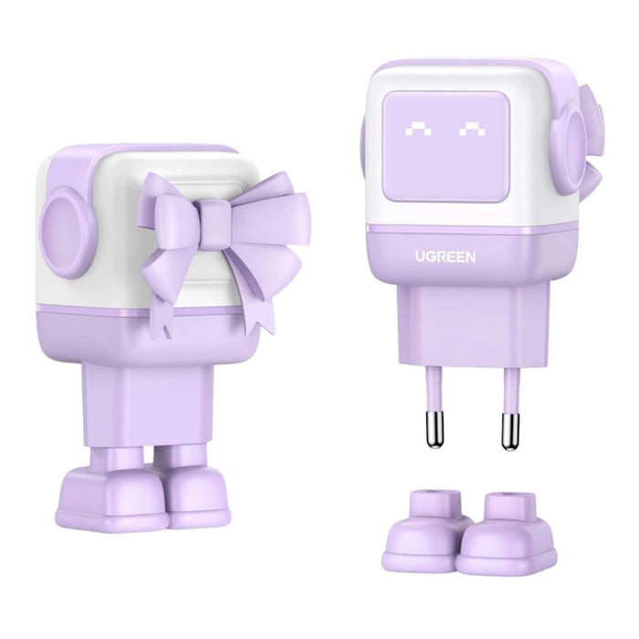 UGREEN USB-A+2*USB-C 65W Robot GaN Tech Fast Charger_Purple